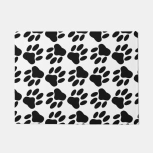Black Dog Paw Prints All Over Doormat