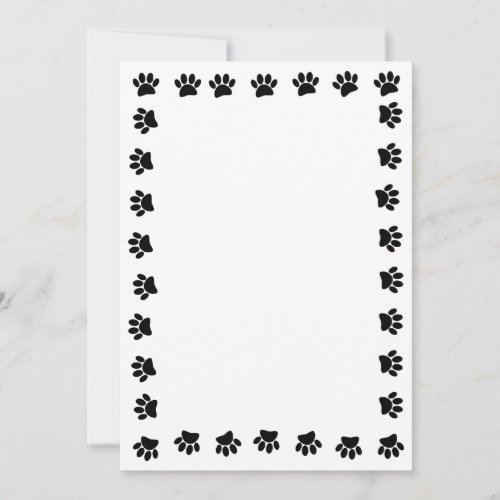 Black Dog Paw Prints Base For  Invitation