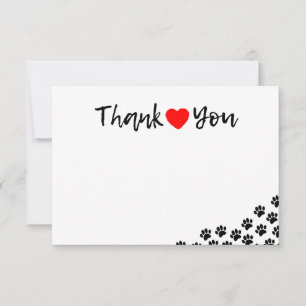 Black Dog Paw Prints Dog Birthday Thank You Pet Note Card