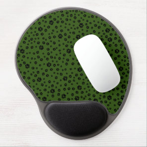 Black Dog Paw Prints Green Gel Mouse Pad