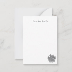 Black Dog Paw Watercolor Personalized Stationery Note Card