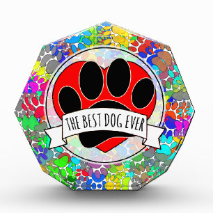 Black Dog Paw With Lots Of Dog Paw Prints All Over Acrylic Award