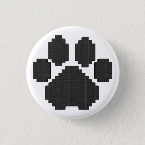 Black Dog Pawprint Building Blocks Button