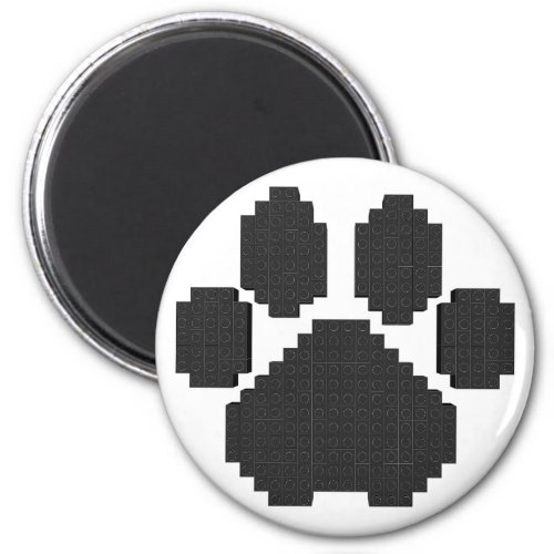 Black Dog Pawprint Building Blocks Magnet