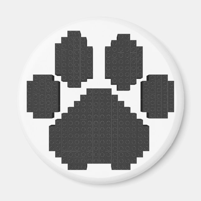 Black Dog Pawprint Building Blocks Magnet (Front)