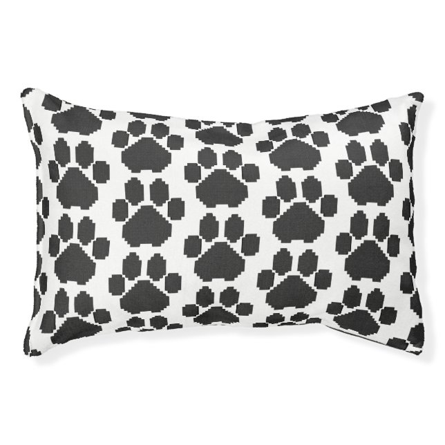 Black Dog Pawprint Building Blocks Pet Bed (Front)