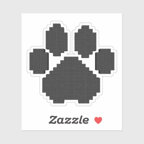 Black Dog Pawprint Building Blocks Sticker