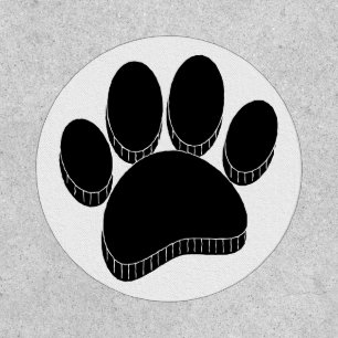 Black Dog Pawprint Hand Drawn Custom Patch