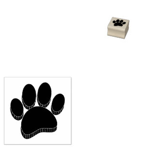 Black Dog Pawprint Hand Drawn Custom Rubber Stamp