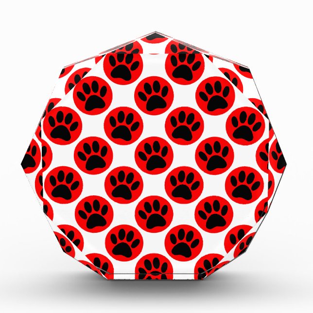 Black Dog Paws In Red Polka Dots Award (Front)