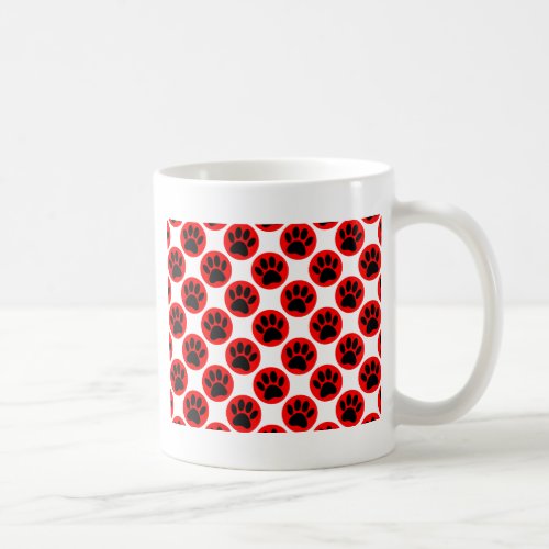 Black Dog Paws In Red Polka Dots Coffee Mug