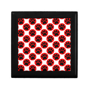 Black Dog Paws In Red Polka Dots Gift Box