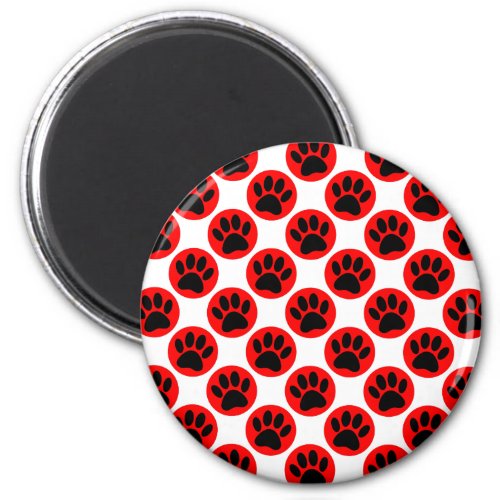 Black Dog Paws In Red Polka Dots Magnet