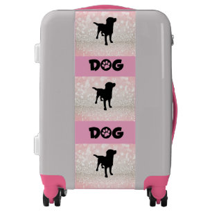 Black Dog Pink Sparkle Paw Print Piece of Luggage