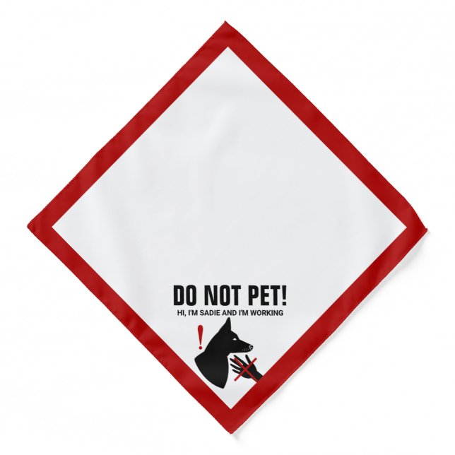 Black Dog Pricked Ears Do Not Pet & Custom Text Bandana (Front)