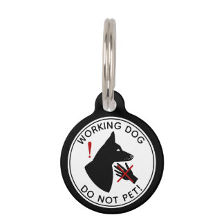 Black Dog Pricked Ears Working Dog Do Not Pet ID Tag