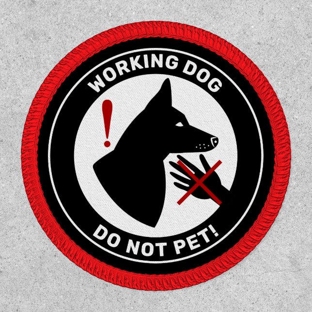 Black Dog Pricked Ears Working Dog Do Not Pet Patch (Front)