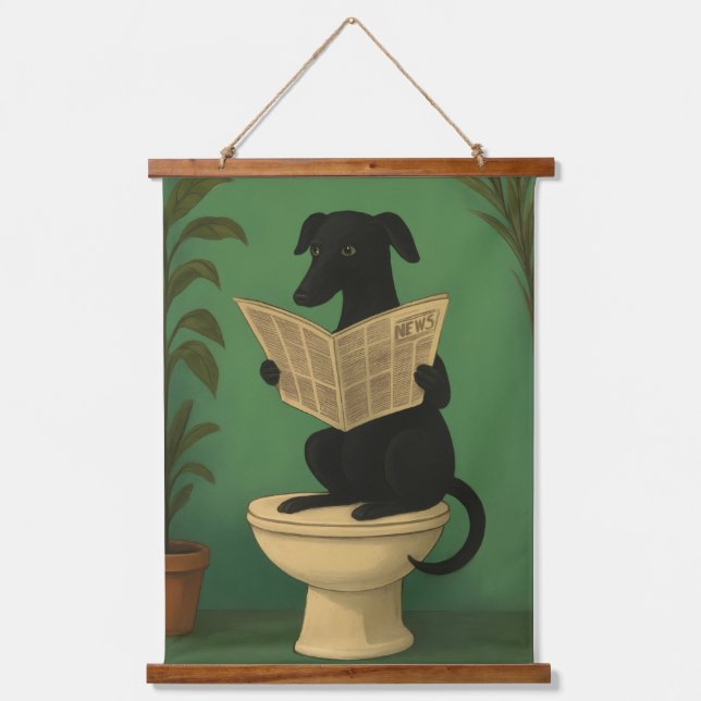 Black Dog Reading Newspaper Wall Art (Front)