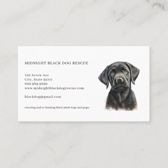 Black Dog Rescue Organization Business Card (Front)