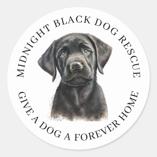 Black Dog Rescue Organization Classic Round Sticker (Front)