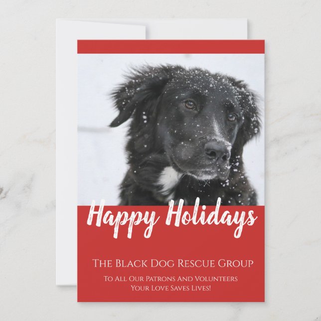 Black Dog Rescue Organization Holiday Card (Front)