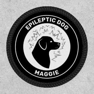 Black Dog Silhouette Epileptic Dog &amp; Custom Name Patch