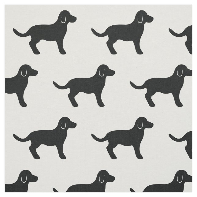 Black Dog Silhouette Pattern Fabric (Swatch)