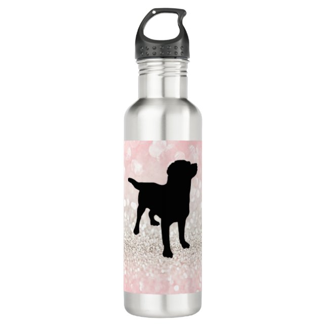 Black Dog Sparkle Stainless Steel Water Bottle (Front)