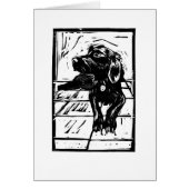 Black Dog Springador Labdrador Lino Print Card (Front)