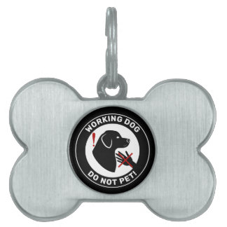 Black Dog W/ Hanging Ears Working Dog Do Not Pet Pet ID Tag