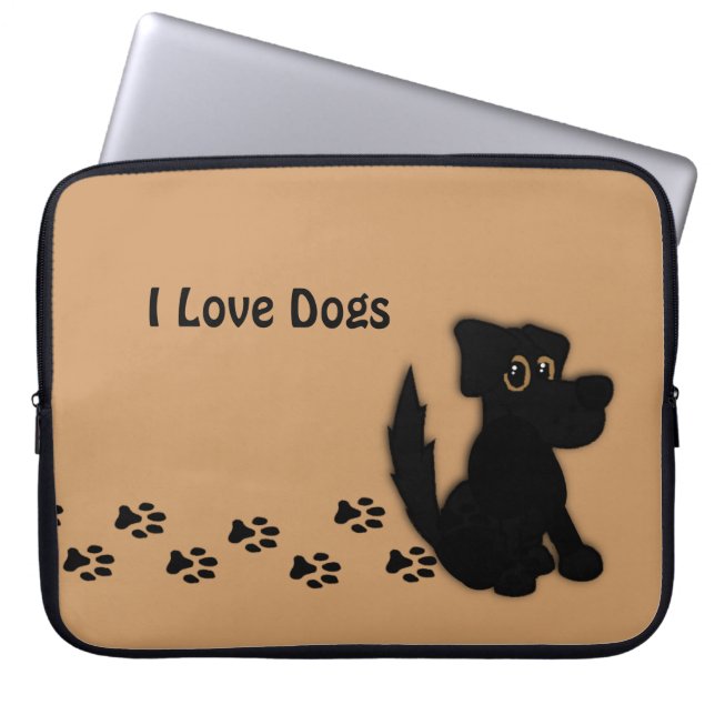 Black Dog Walk Total Custom Laptop Sleeve (Front)