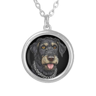 Black Dog With Chain Necklace