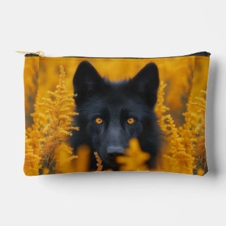 Black Dog with Stunning Gold Eyes Accessory Pouch