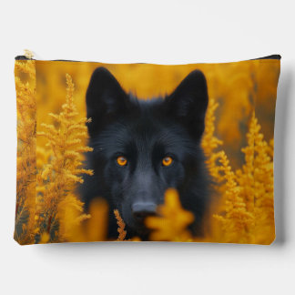 Black Dog with Stunning Gold Eyes Accessory Pouch