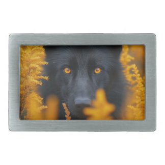 Black Dog with Stunning Gold Eyes Belt Buckle