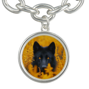 Black Dog with Stunning Gold Eyes Bracelet