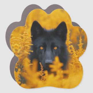 Black Dog with Stunning Gold Eyes Car Magnet