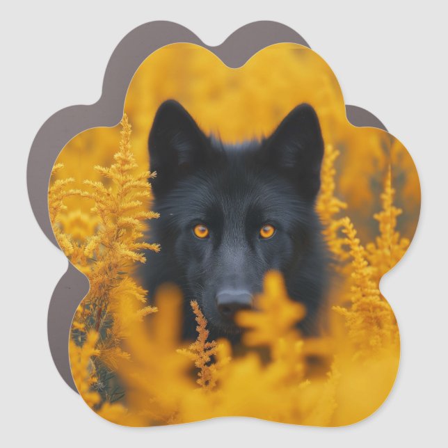 Black Dog with Stunning Gold Eyes Car Magnet (Front)