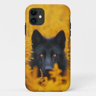 Black Dog with Stunning Gold Eyes iPhone 11 Case