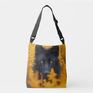 Black Dog with Stunning Gold Eyes Crossbody Bag