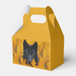 Black Dog with Stunning Gold Eyes Favor Boxes