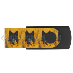 Black Dog with Stunning Gold Eyes Flash Drive