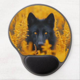 Black Dog with Stunning Gold Eyes Gel Mouse Pad