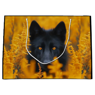 Black Dog with Stunning Gold Eyes Large Gift Bag