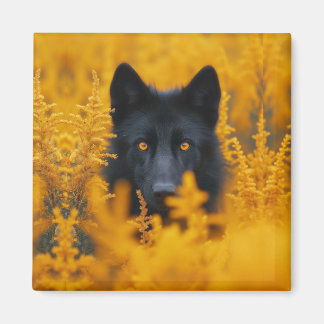 Black Dog with Stunning Gold Eyes Magnet