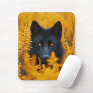 Black Dog with Stunning Gold Eyes Mouse Pad