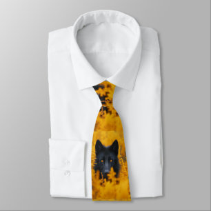 Black Dog with Stunning Gold Eyes Neck Tie