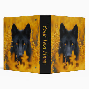 Black Dog with Stunning Gold Eyes Personal 3 Ring Binder