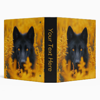 Black Dog with Stunning Gold Eyes Personal 3 Ring Binder