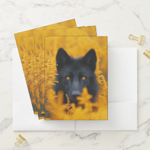 Black Dog with Stunning Gold Eyes Pocket Folder